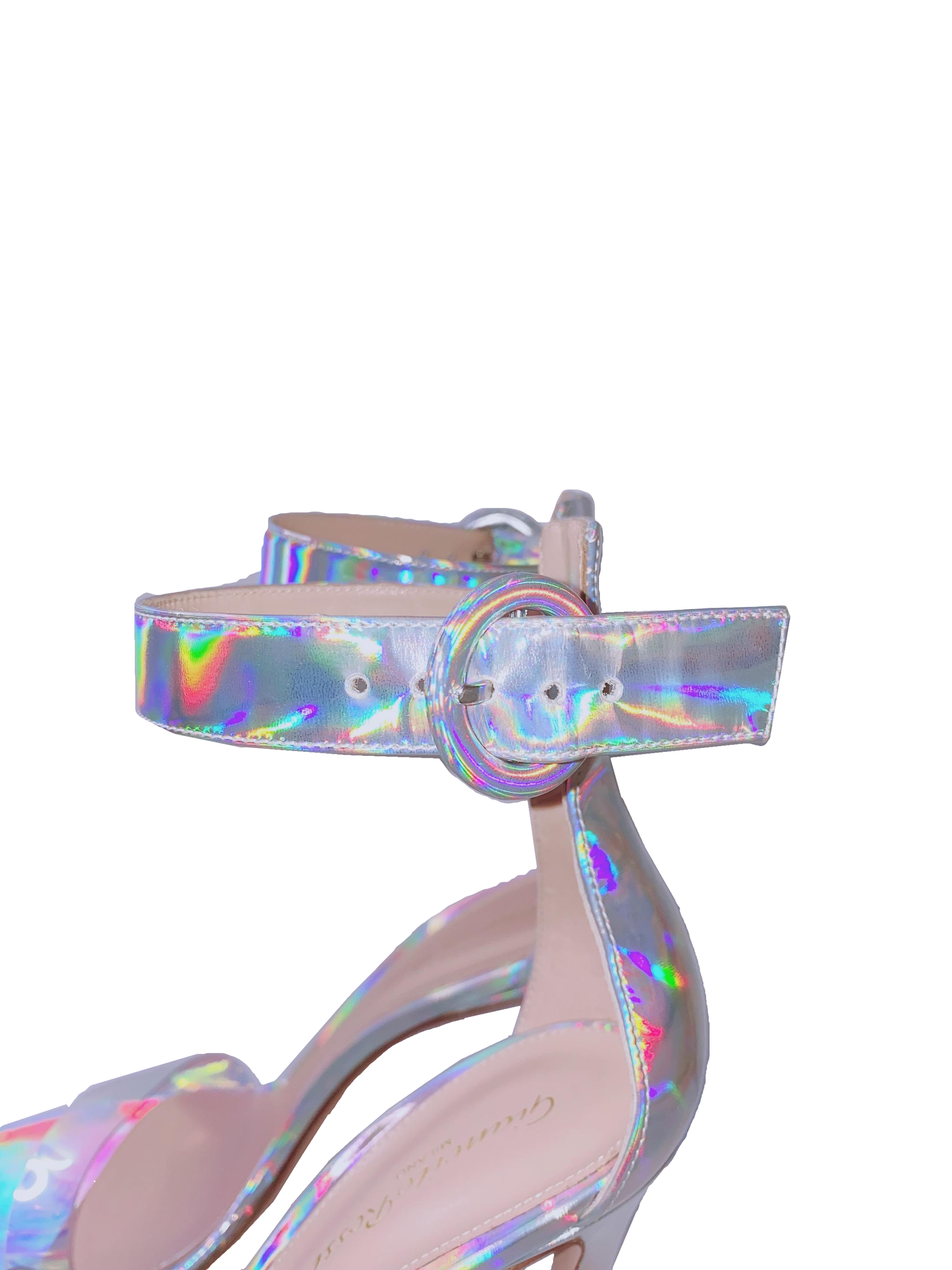 SILVER METALLIC ANKLE STRAP HEELS  40