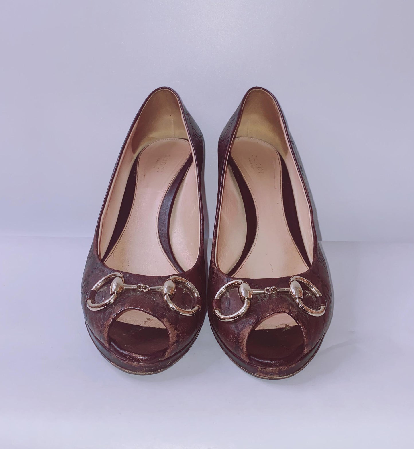 BROWN GUCCISSIMA LEATHER NEW HOLLYWOOD PUMPS 37