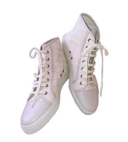 OFF WHITE GG CANVAS AND LEATHER LACEUP HIGH TOP SNEAKERS 41