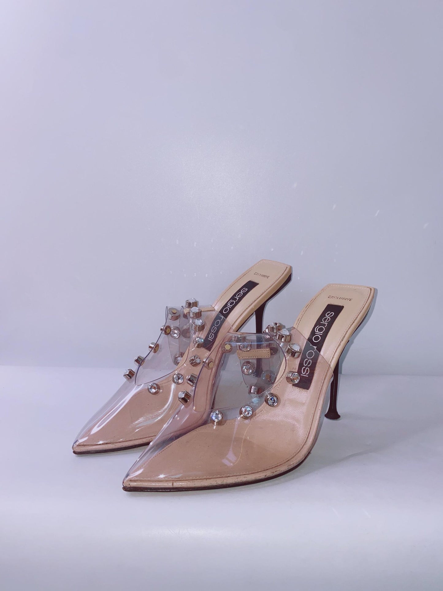 PVC CRYSTAL EMBELLISED SLING BACK SANDALS 40.5