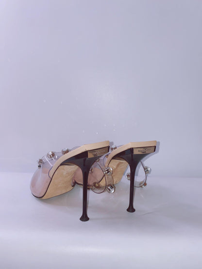 PVC CRYSTAL EMBELLISED SLING BACK SANDALS 40.5