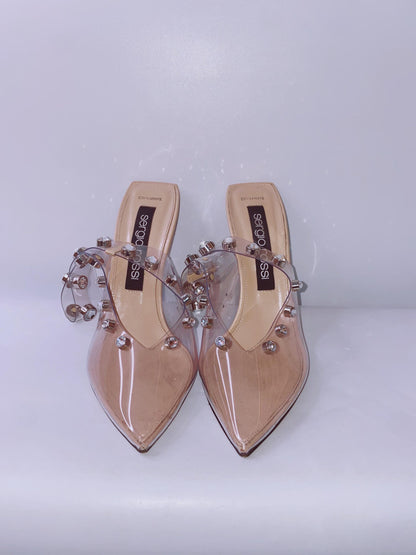 PVC CRYSTAL EMBELLISED SLING BACK SANDALS 40.5