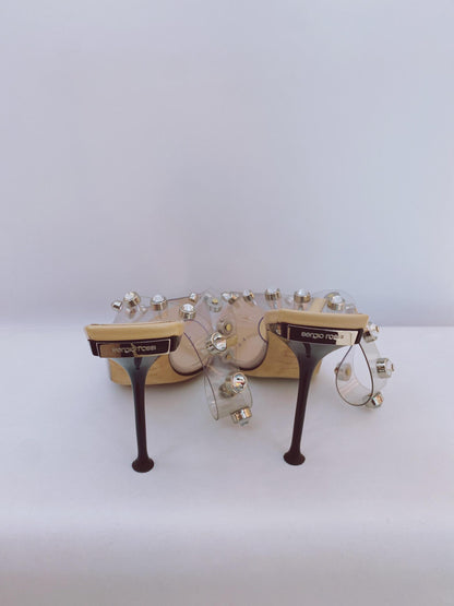 PVC CRYSTAL EMBELLISED SLING BACK SANDALS 40.5