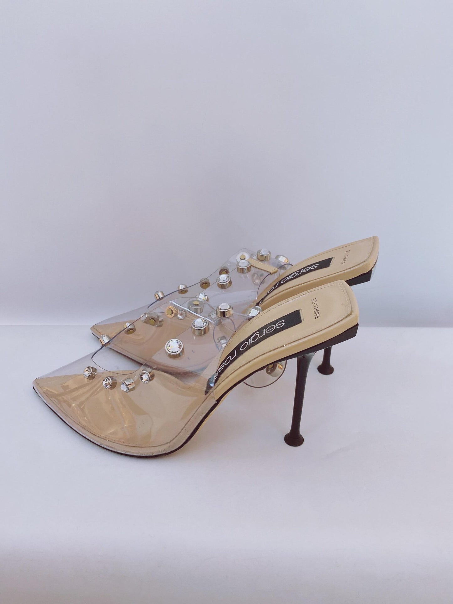 PVC CRYSTAL EMBELLISED SLING BACK SANDALS 40.5