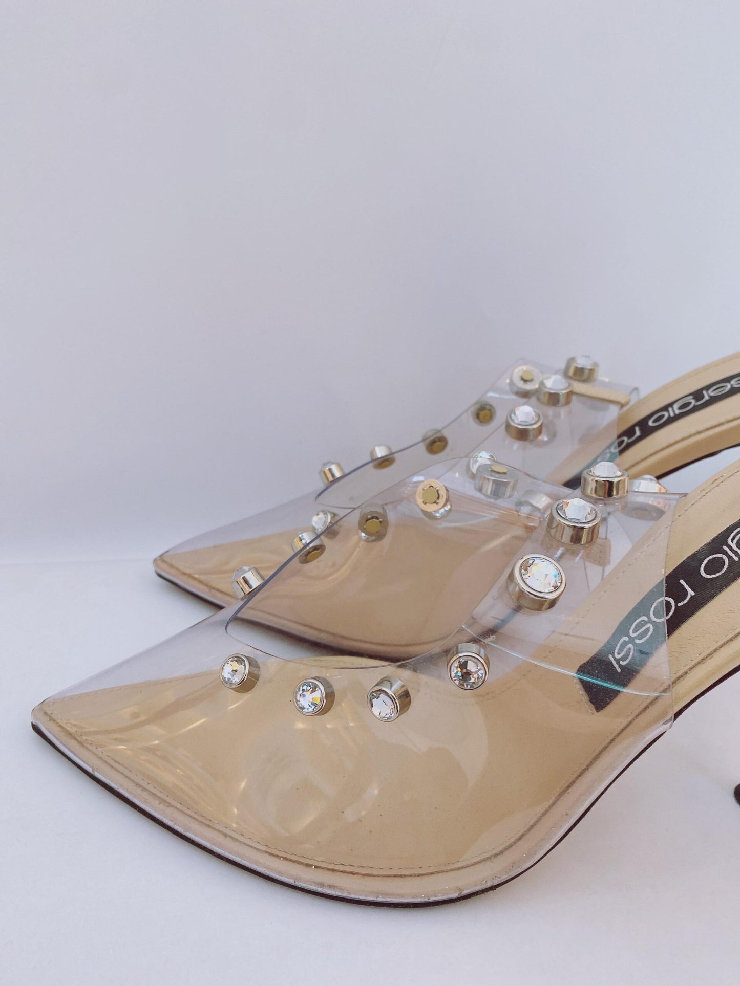 PVC CRYSTAL EMBELLISED SLING BACK SANDALS 40.5