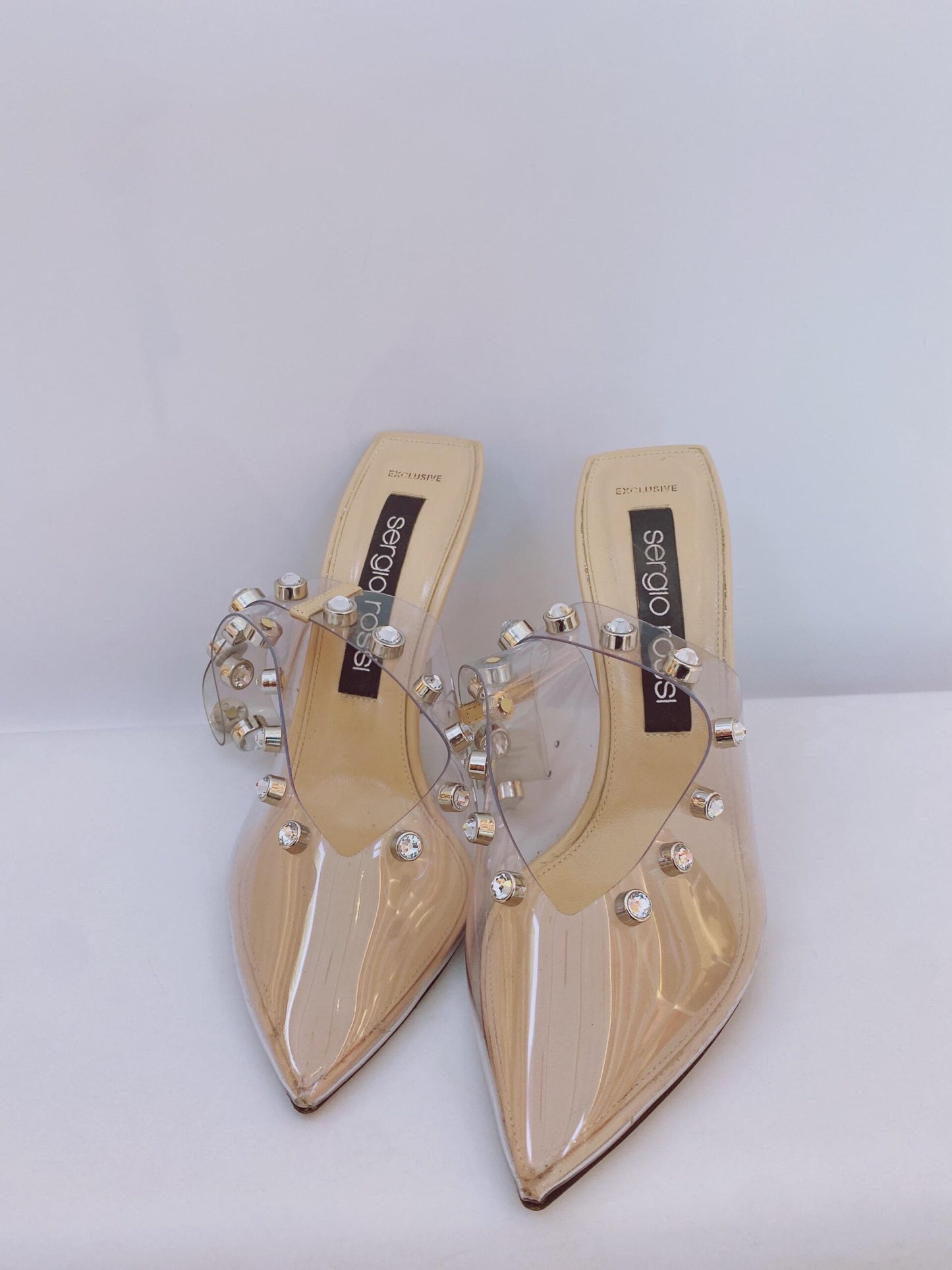 PVC CRYSTAL EMBELLISED SLING BACK SANDALS 40.5