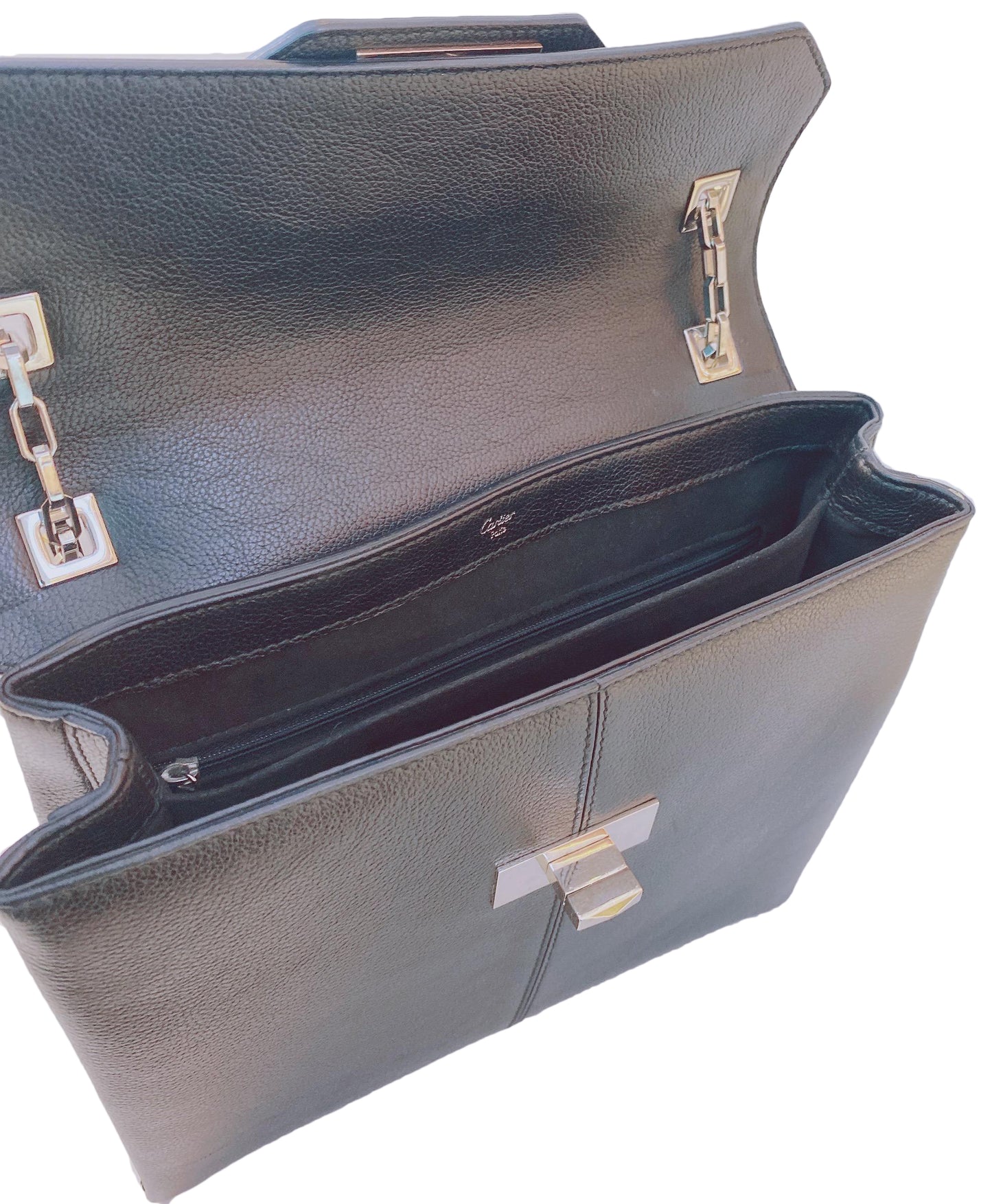 BLACK LEATHER/PATENT AND SNAKESKIN FEMININE LINE CHAIN BAG