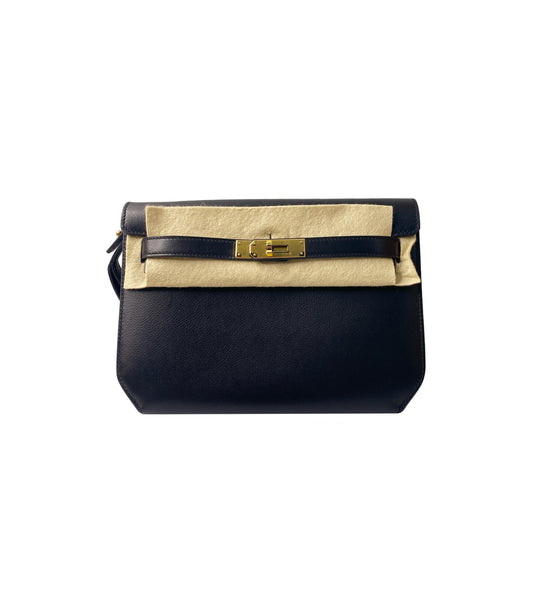 BLACK EVERGRAIN LEATHER KELLY DEPECHE GHW