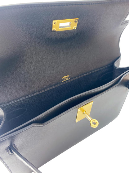 BLACK EVERGRAIN LEATHER KELLY DEPECHE GHW