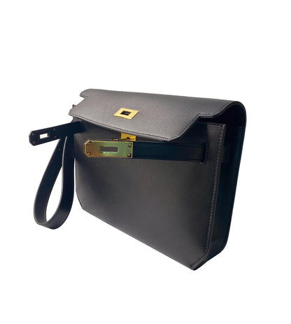 BLACK EVERGRAIN LEATHER KELLY DEPECHE GHW