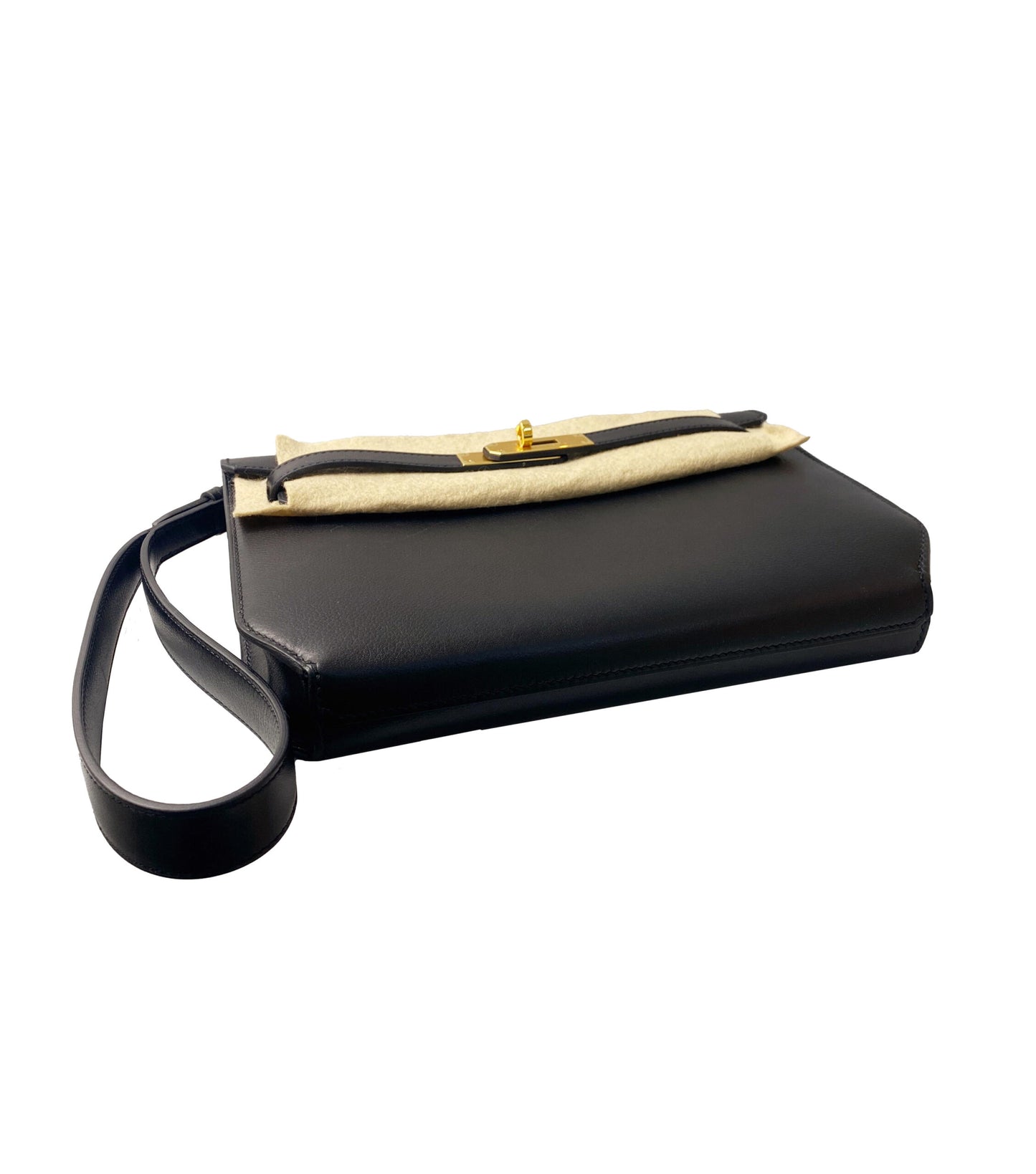 BLACK EVERGRAIN LEATHER KELLY DEPECHE GHW