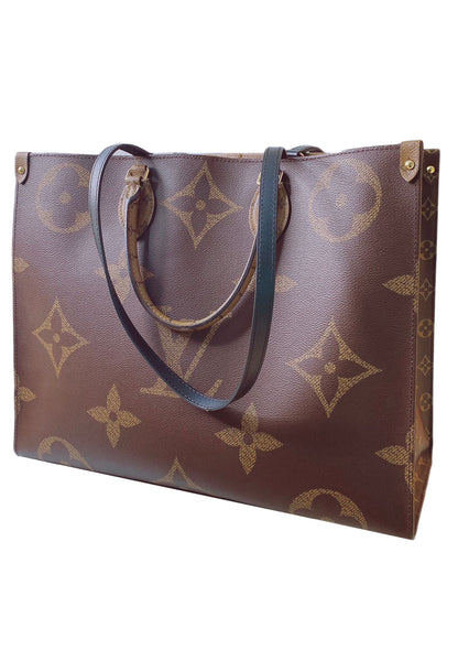 BROWN GIANT MONOGRAM COATED CANVAS ONTHEGO GM HANDBAG