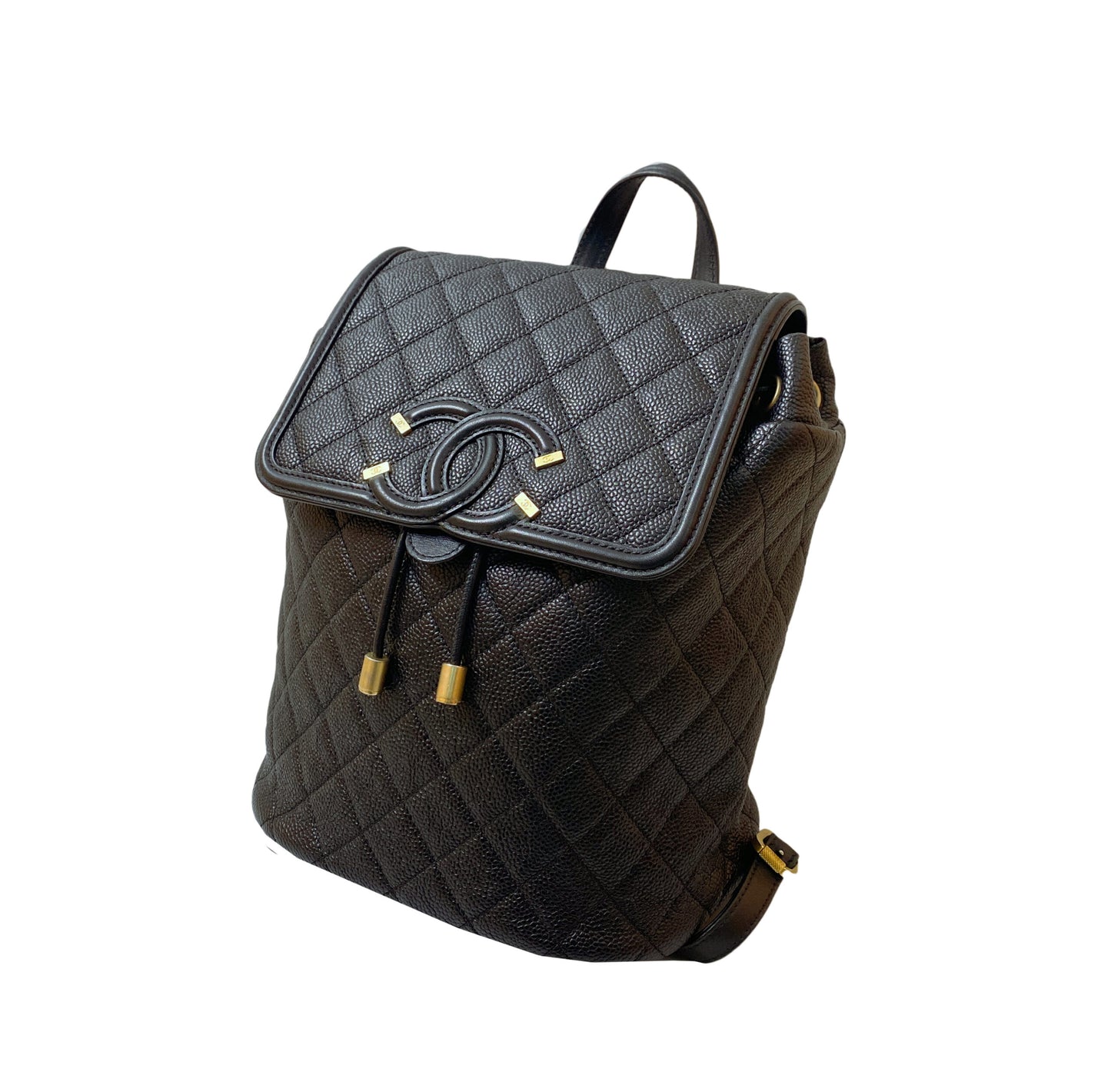 BLACK CAVIAR LEATHER  CC FILIGREE BACKPACK