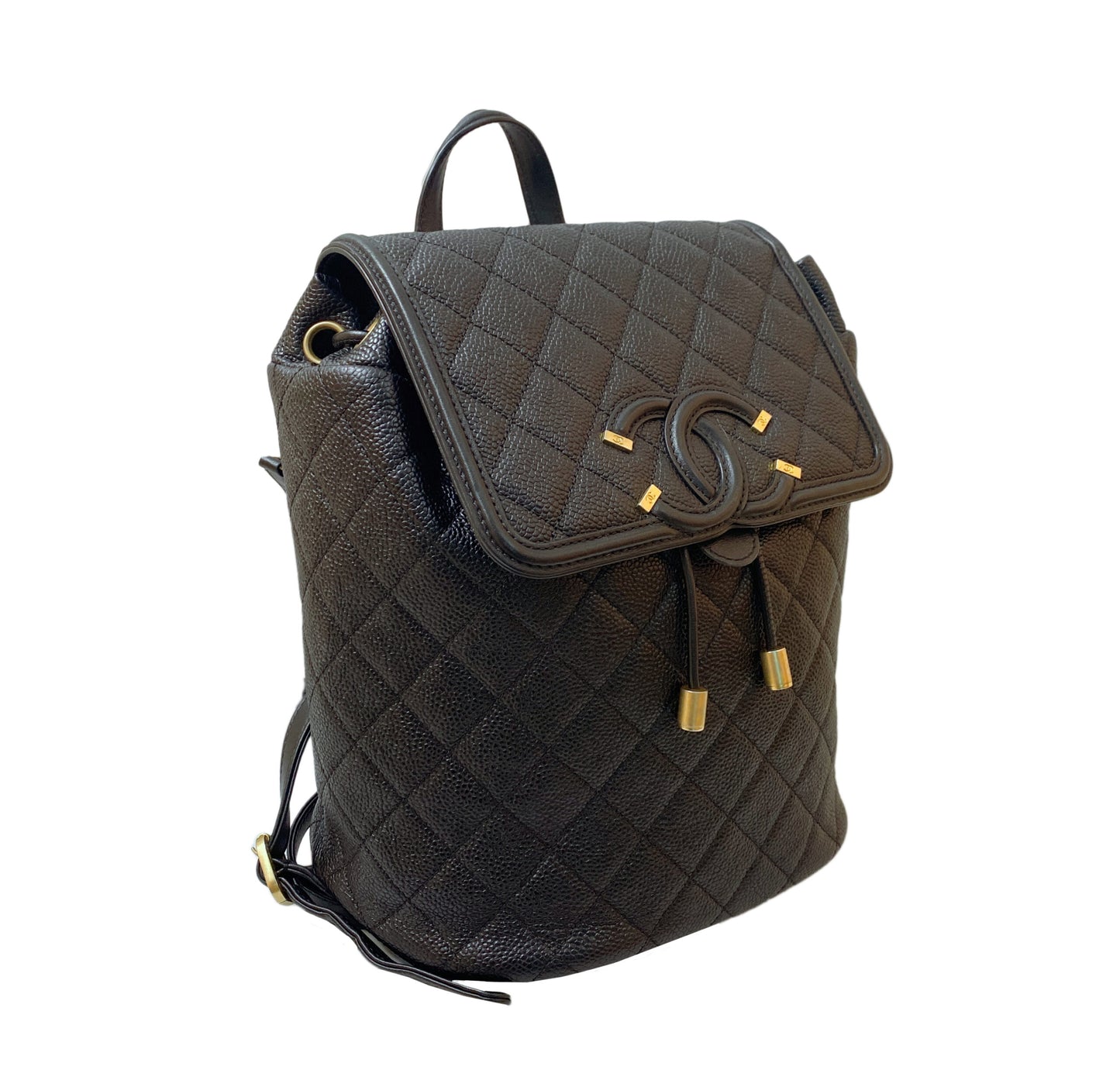 BLACK CAVIAR LEATHER  CC FILIGREE BACKPACK