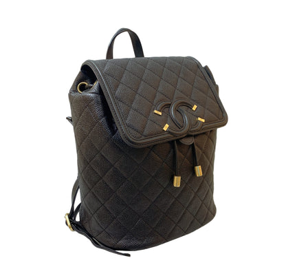 BLACK CAVIAR LEATHER  CC FILIGREE BACKPACK