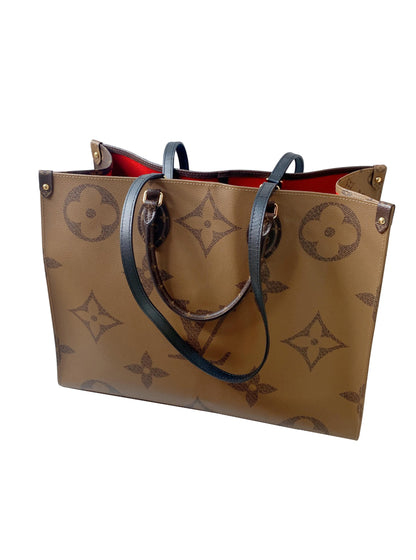 BROWN GIANT MONOGRAM COATED CANVAS ONTHEGO GM HANDBAG