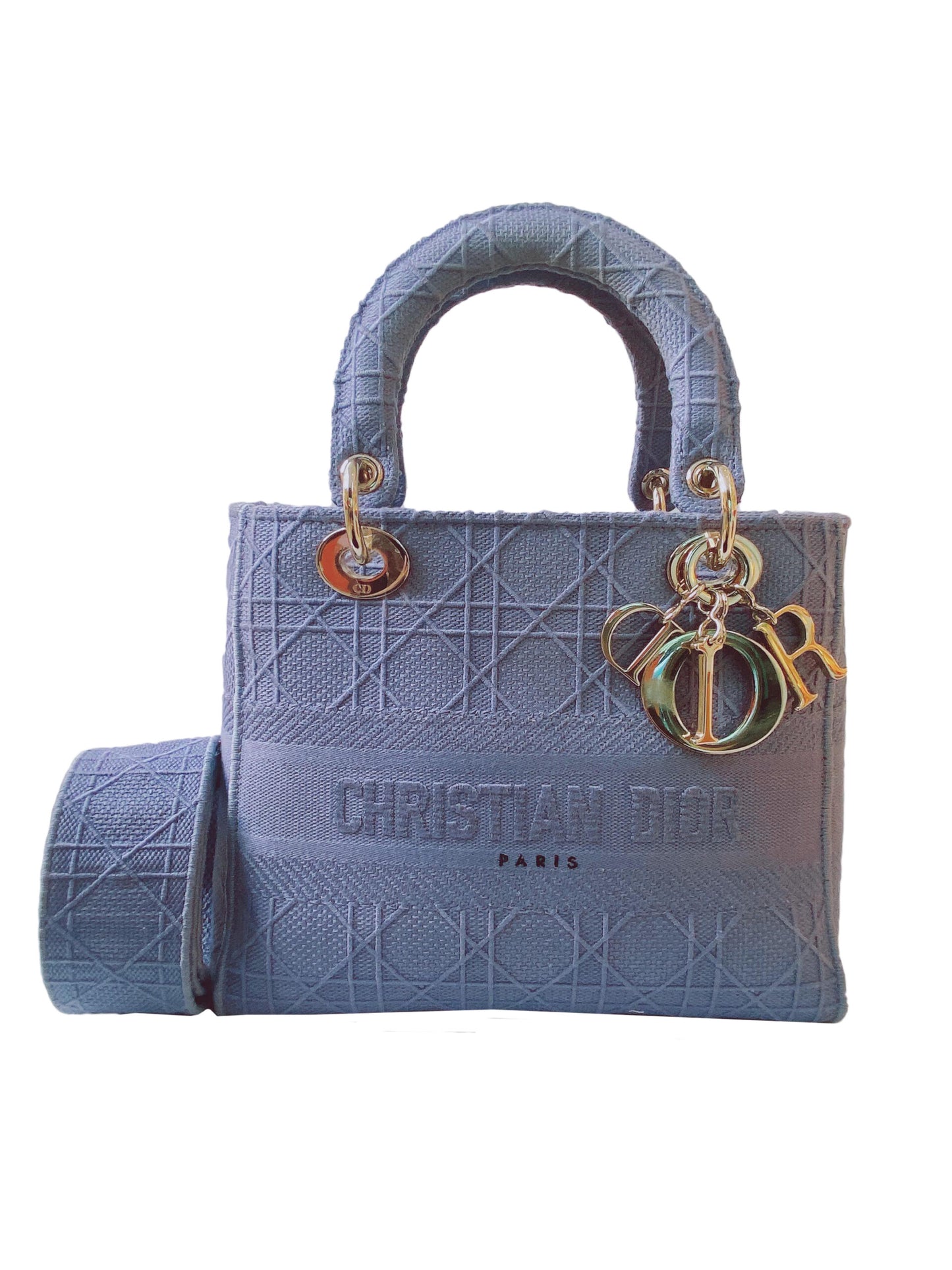 LIGHT BLUE EMBROIDERYCANNAGE MEDIUM LADY -LITE HANDBAG