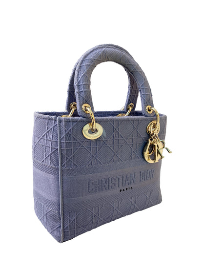 LIGHT BLUE EMBROIDERYCANNAGE MEDIUM LADY -LITE HANDBAG