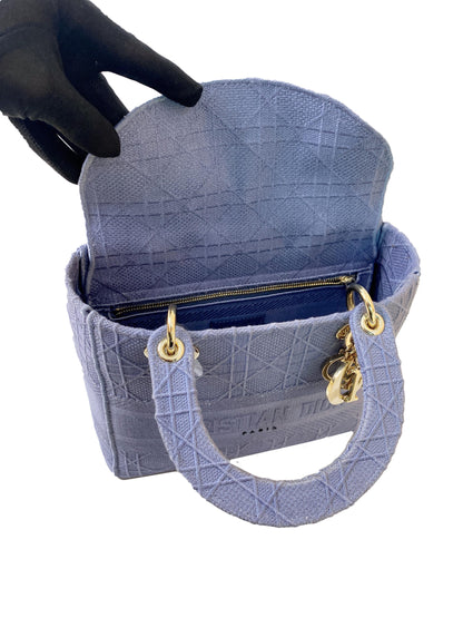 LIGHT BLUE EMBROIDERYCANNAGE MEDIUM LADY -LITE HANDBAG