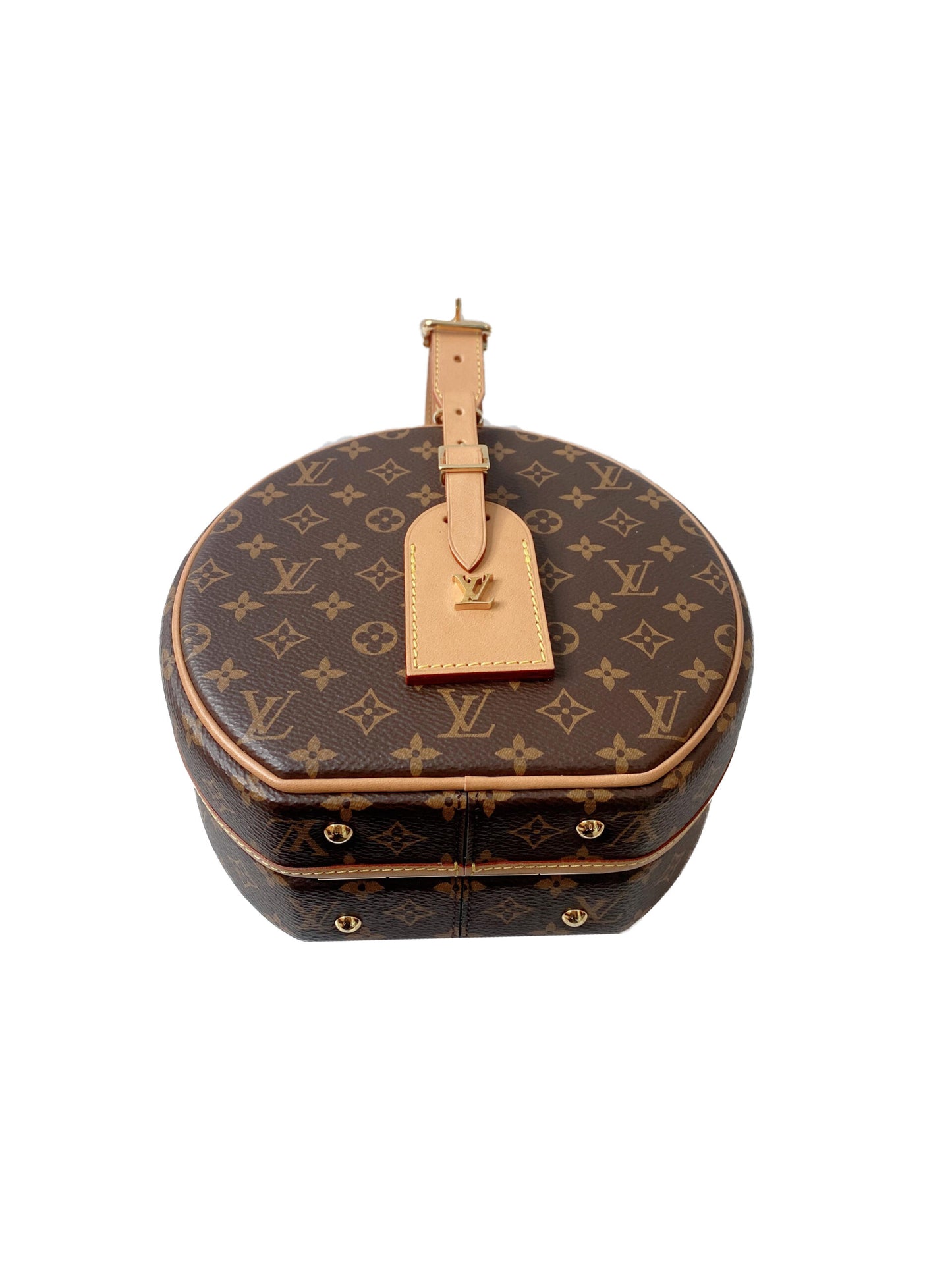 BROWN MONOGRAM CANVAS PETITE BOITE CHAPEAU BAG