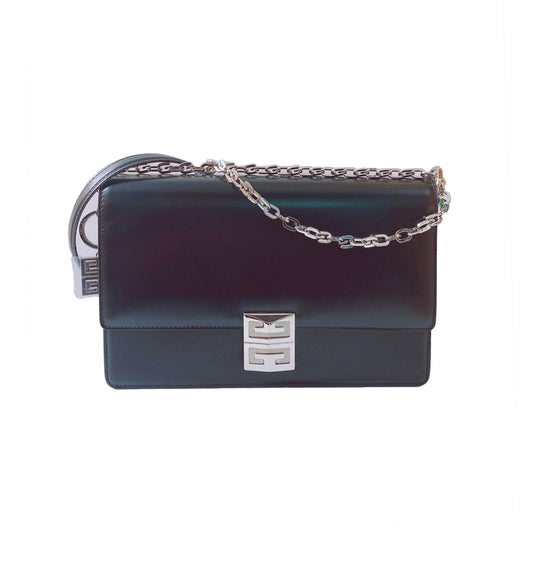 BLACK CALF LEATHER SMALL 4G BAG WITH CHAIN