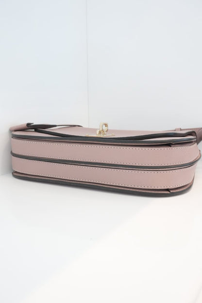 BLUSH PINK PEBBLED CALFSKIN JOYLOCK FLAP MESSENGER BAG