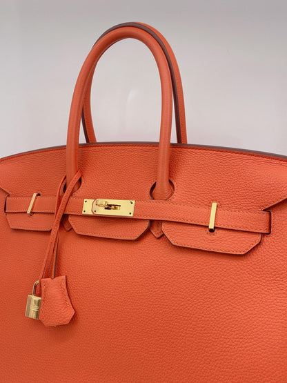 FEU ORANGE BIRKIN 35 TOGO LEATHER GOLD HARDWARE