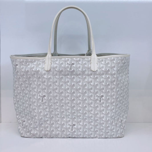 WHITE GRAY GOYARDINE COATED CANVAS SAINT LOUIS PM TOTE BAG