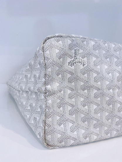 WHITE GRAY GOYARDINE COATED CANVAS SAINT LOUIS PM TOTE BAG