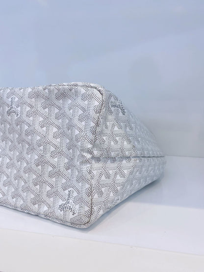 WHITE GRAY GOYARDINE COATED CANVAS SAINT LOUIS PM TOTE BAG