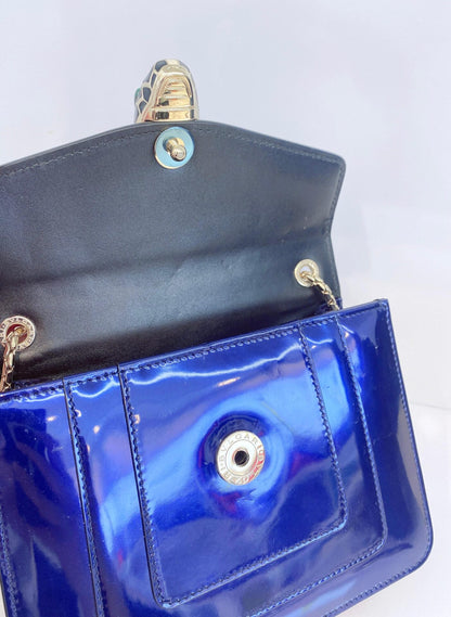 BLUE PATENT LEATHER SMALL SERPENTI FOREVER SHOULDER BAG