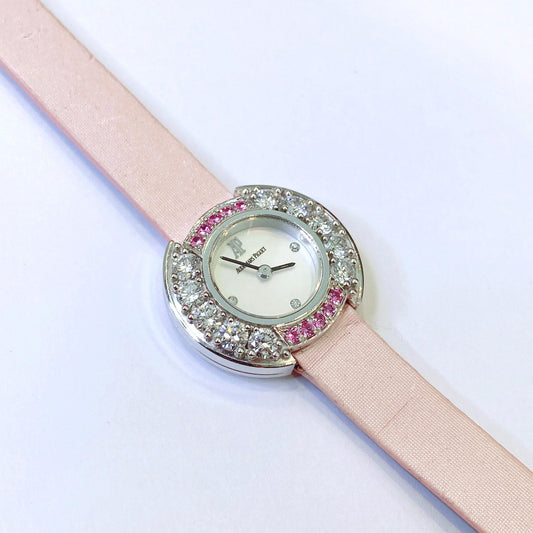 67366BC.Y.0065RA.01 VINTAGE QUARTZ WHITE GOLD DIAMOND AND PINK SAPPHIRE LADIES 21MM WATCH
