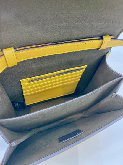 YELLOW LEATHER FAB WITH CRYSTAL DETAILS CROSSBODY BAG