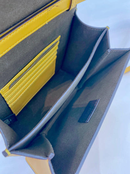 YELLOW LEATHER FAB WITH CRYSTAL DETAILS CROSSBODY BAG