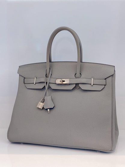 LIMITED EDITION GRIS MOUETTE & BLEU AGATE TOGO LEATHER VERSO BIRKIN 35 WITH PALLADIUM HARDWARE