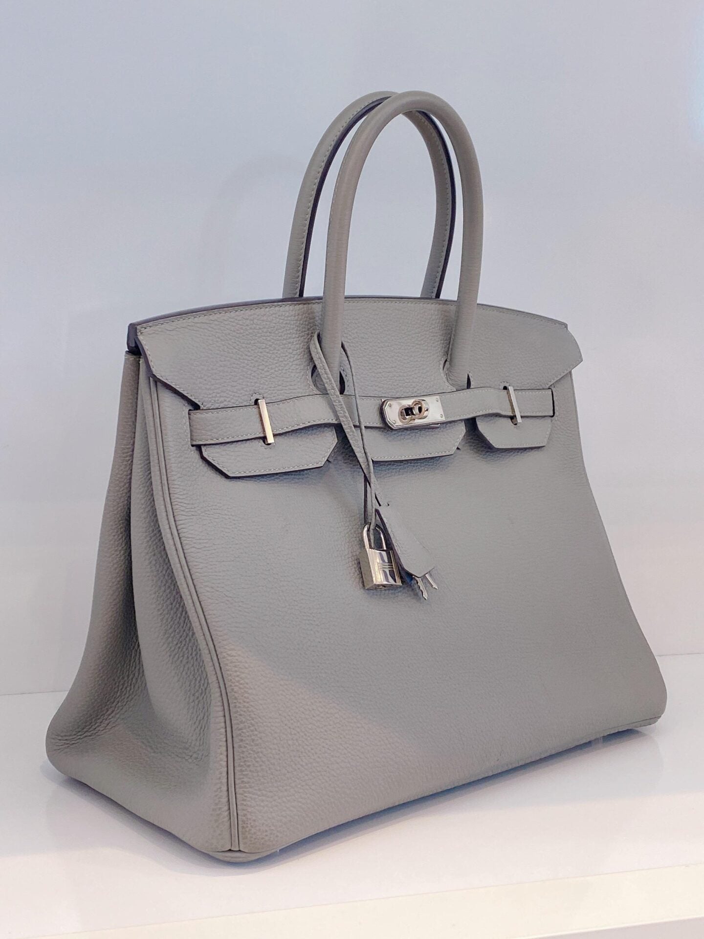 LIMITED EDITION GRIS MOUETTE & BLEU AGATE TOGO LEATHER VERSO BIRKIN 35 WITH PALLADIUM HARDWARE