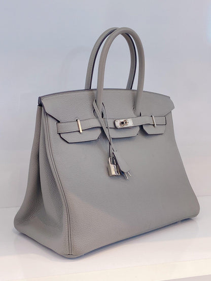 LIMITED EDITION GRIS MOUETTE & BLEU AGATE TOGO LEATHER VERSO BIRKIN 35 WITH PALLADIUM HARDWARE