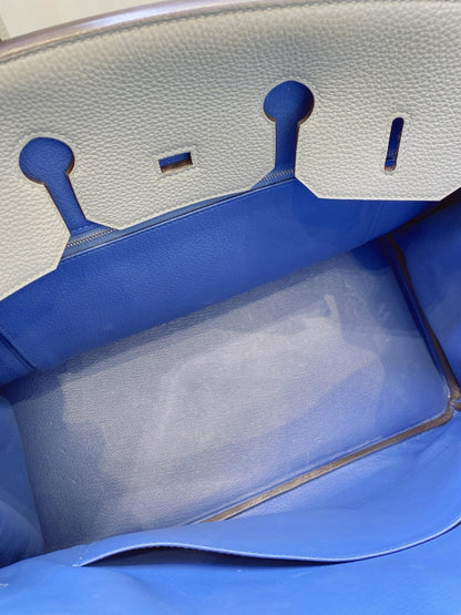 LIMITED EDITION GRIS MOUETTE & BLEU AGATE TOGO LEATHER VERSO BIRKIN 35 WITH PALLADIUM HARDWARE