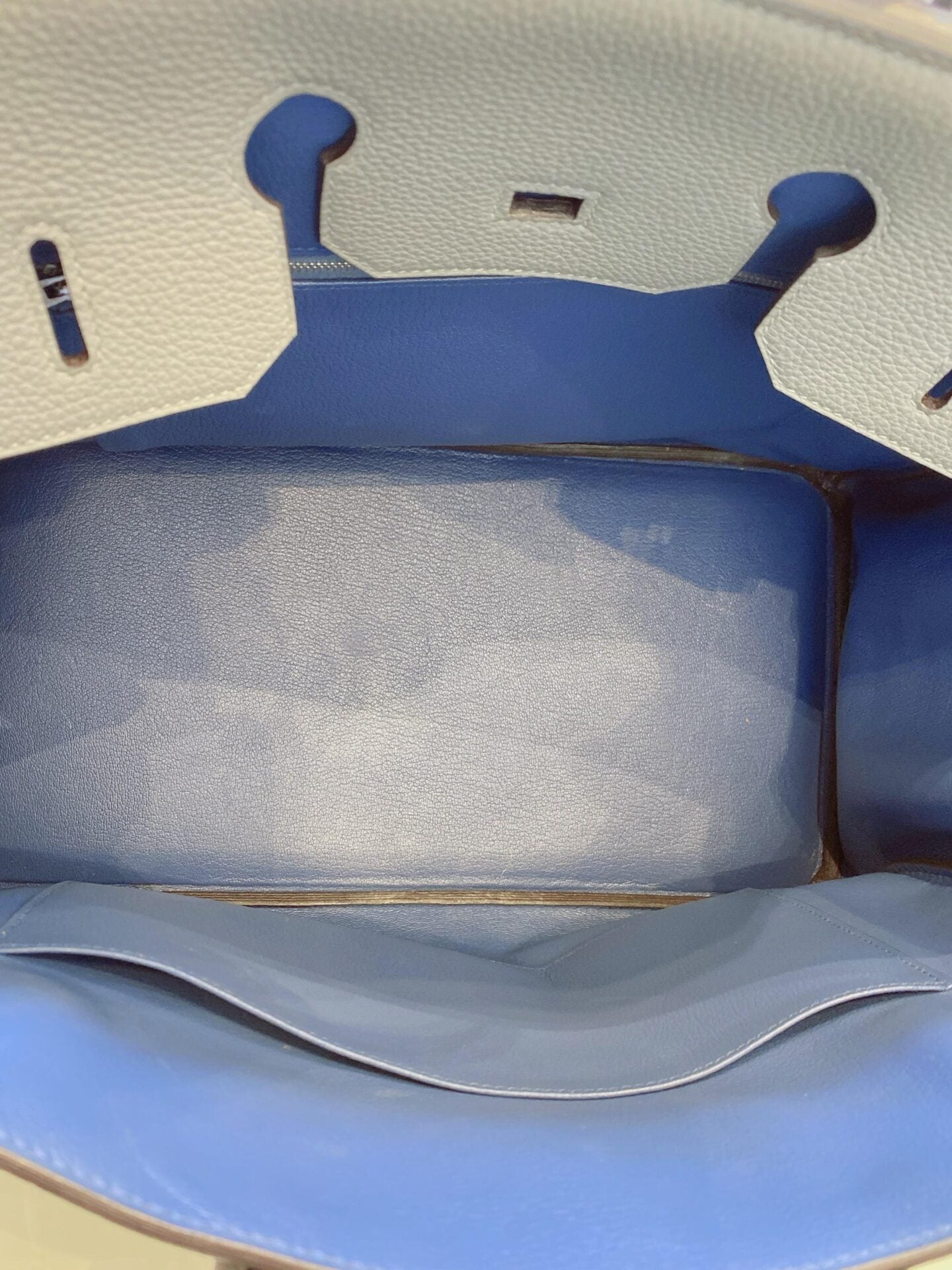 LIMITED EDITION GRIS MOUETTE & BLEU AGATE TOGO LEATHER VERSO BIRKIN 35 WITH PALLADIUM HARDWARE