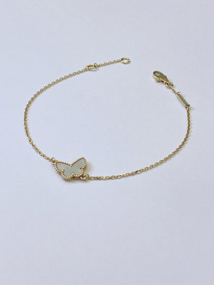 SWEET BUTTERFLY BRACELET 18K YELLOW GOLD MOTHER OF PEARL