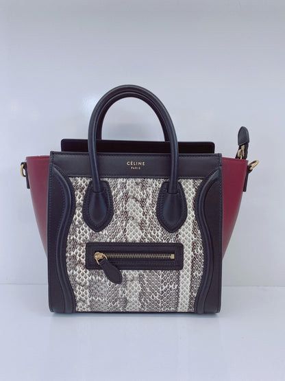 TRICOLOR PYTHON AND LEATHER NANO LUGGAGE TOTE BAG