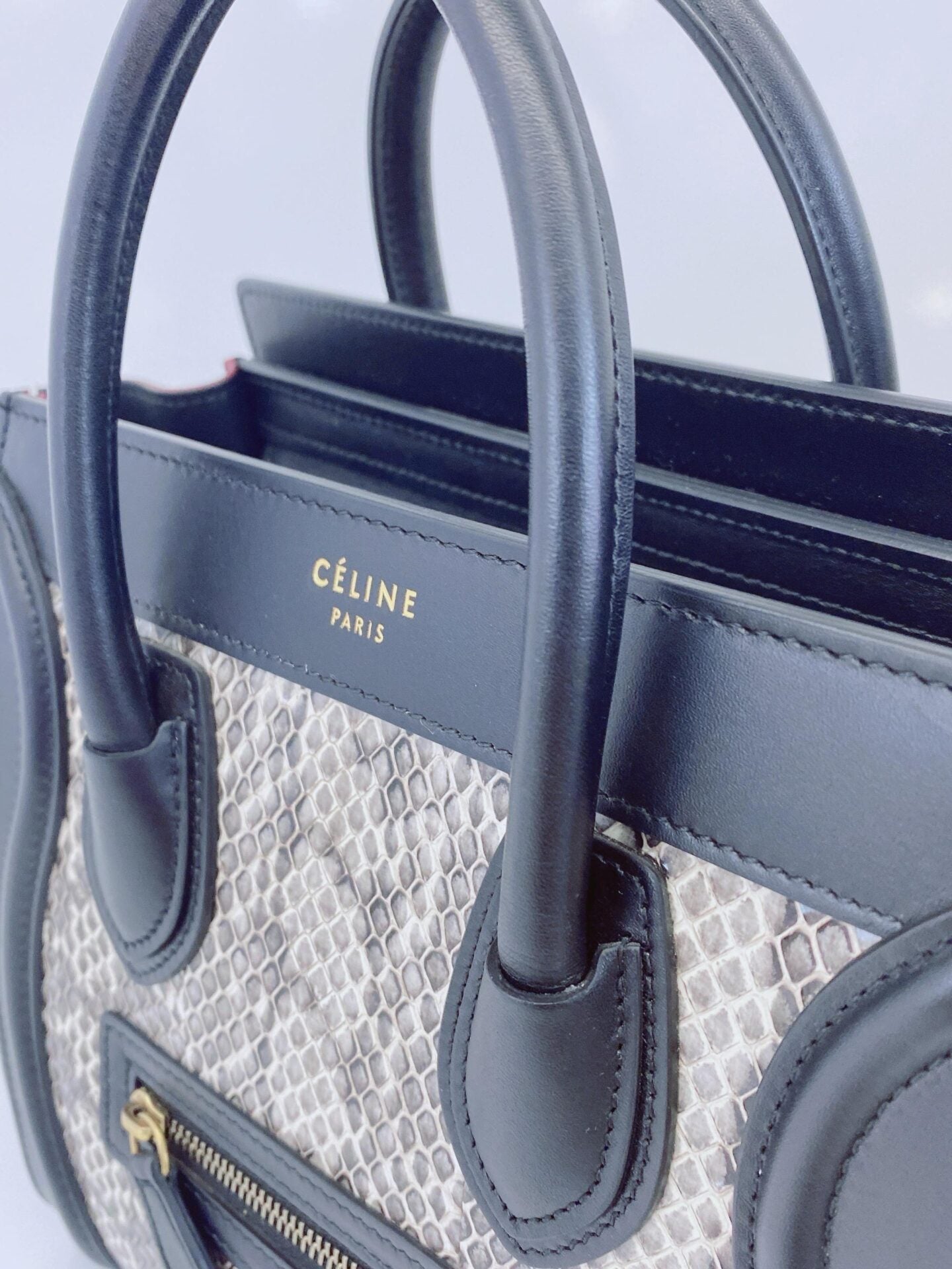 TRICOLOR PYTHON AND LEATHER NANO LUGGAGE TOTE BAG