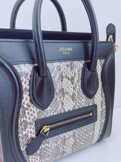 TRICOLOR PYTHON AND LEATHER NANO LUGGAGE TOTE BAG