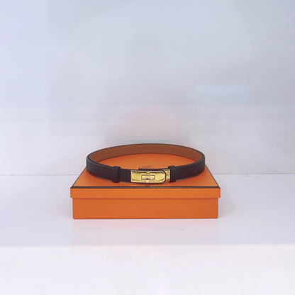BLACK EPSOM AND CALFSKIN LEATHER KELLY 18 BELT