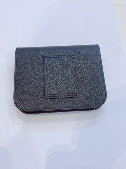 BLACK EPSOM AND CALFSKIN LEATHER CONSTANCE SLIM WALLET