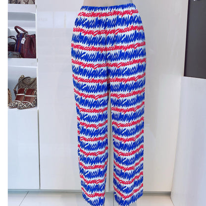 RED WHITE BLUE SCRIPT PRINT SHIRT AND TROUSER SET