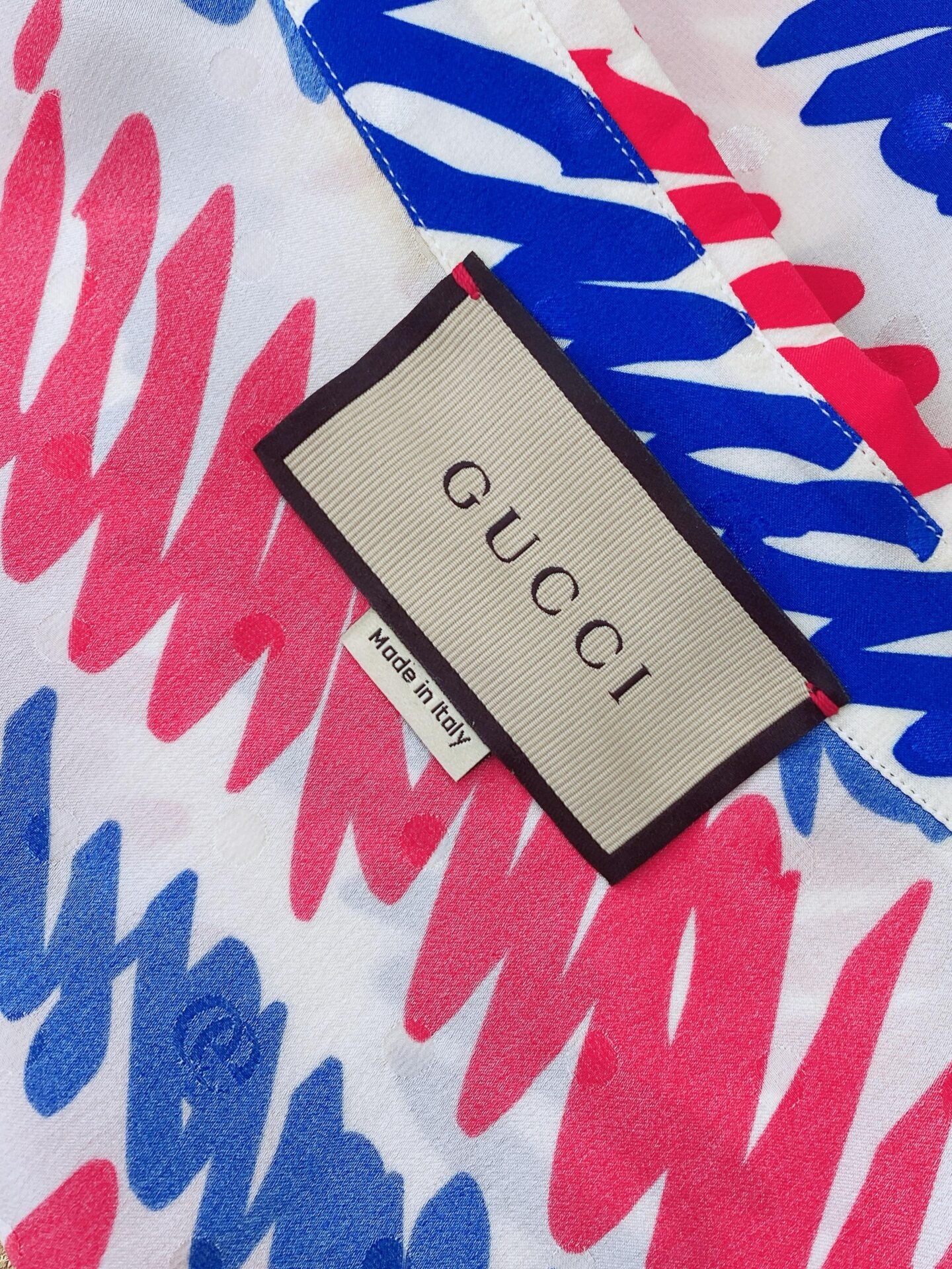 RED WHITE BLUE SCRIPT PRINT SHIRT AND TROUSER SET