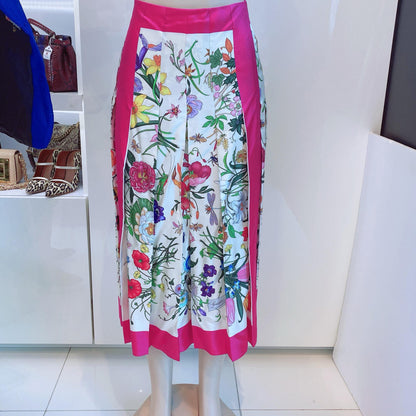 WHITE FLORAL PRINT COTTON T-SHIRT AND SKIRT SET