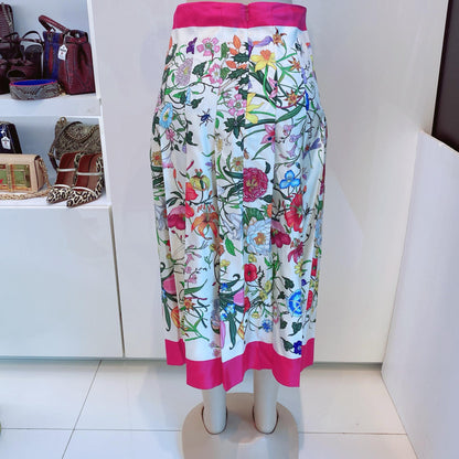 WHITE FLORAL PRINT COTTON T-SHIRT AND SKIRT SET