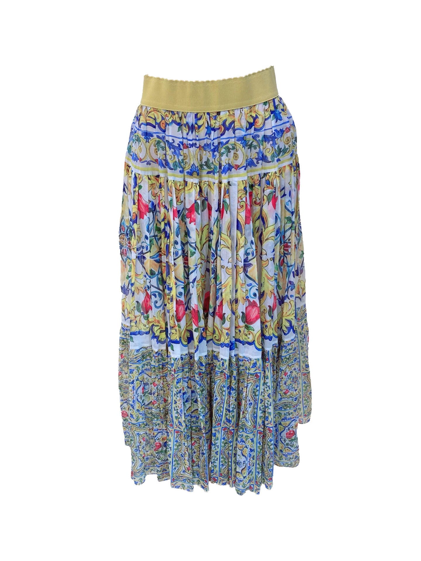 YELLOW MULTICOLOR MAJOLICA PRINTED SKIRT